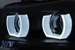 3D Angel Eyes LED DRL Ксенон Фарове подходящи за BMW 3 Series E90 E91 LCI (2008-2011) Черен-image-6089263