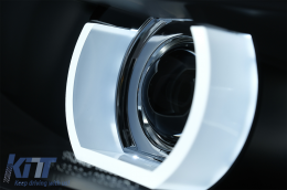3D Angel Eyes LED DRL Ксенон Фарове подходящи за BMW 3 Series E90 E91 LCI (2008-2011) Черен-image-6089264