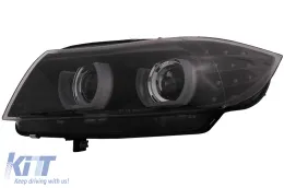 3D Angel Eyes LED DRL Ксенон Фарове подходящи за BMW 3 Series E90 E91 LCI (2008-2011) Черен-image-6089273