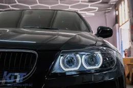 3D Angel Eyes LED DRL Ксенон Фарове подходящи за BMW 3 Series E90 E91 LCI (2008-2011) Черен-image-6099730