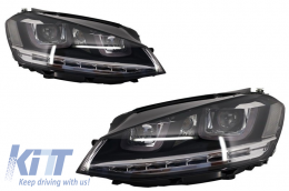 Предна Броня с Фарове 3D DRL Сребърен LED FLOWING Динамичен последователни Въртящи се светлини подходящи за VW Golf VII 7 (2013-2017) R-Line Look-image-6051405