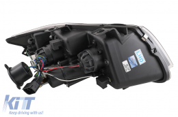 3D LED Angel Eyes Headlights suitable for BMW 3 Series E90 Limousine E91 Touring (03.2005-08.2008) LHD Black-image-6078907