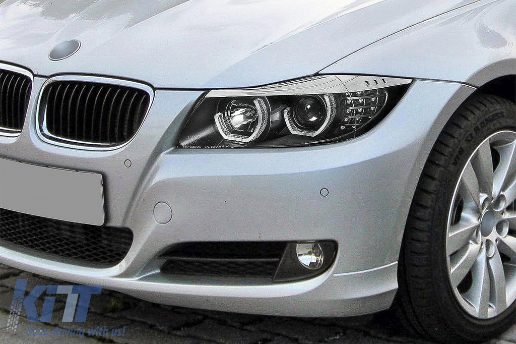 then phone sponge 3D LED Angel Eyes Headlights suitable for BMW 3 Series E90 Limousine E91  Touring (03.2005-08.2008) LHD Black - CarPartsTuning.com
