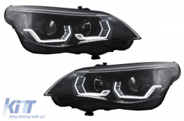 3D LED Angel Eyes Headlights suitable for BMW 5 Series E60 E61 (2003-2007) LCI Design - HLBME60LED