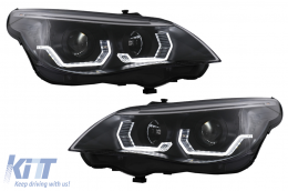image-40-3D LED Angel Eyes Headlights suitable for BMW 5 Series E60 E61 (2003-2007) LCI Design