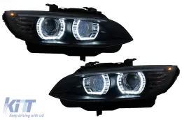 image-28-3D LED Angel Eyes Scheinwerfer für BMW 3er E92 E93 2006-2010 mit Xenon Schwarz