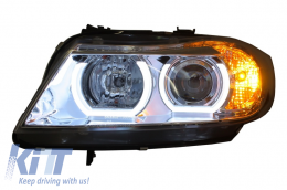 Фарове 3D LED Angel Eyes подходящи за BMW E90 E91 (03.2005-08.2008) U-Type Хром HID-image-6023835