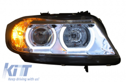 Фарове 3D LED Angel Eyes подходящи за BMW E90 E91 (03.2005-08.2008) U-Type Хром HID-image-6023836