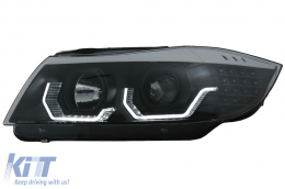 3D LED Angel Eyes Фарове подходящи за BMW 3 Series E90 Лимузина E91 Touring (03.2005-08.2008) LHD Черен-image-6078888