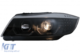 3D LED Angel Eyes Фарове подходящи за BMW 3 Series E90 Лимузина E91 Touring (03.2005-08.2008) LHD Черен-image-6078891