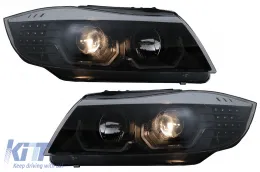 3D LED Angel Eyes Фарове подходящи за BMW 3 Series E90 Лимузина E91 Touring (03.2005-08.2008) LHD Черен-image-6078892