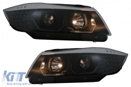 3D LED Angel Eyes Фарове подходящи за BMW 3 Series E90 Лимузина E91 Touring (03.2005-08.2008) LHD Черен-image-6078895