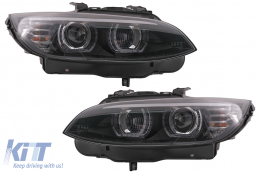 Ксенон Фарове 3D LED Angel Eyes подходящи за BMW 3 Series E92 E93 (2006-2010) U-тип Черен-image-6099648