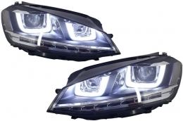 Фарове 3D LED DRL , подходящи за VW Golf 7 VII (2012-2017) Сребърен R-Line LED течаща динамична последователност Въртящи се светлини-image-6016487