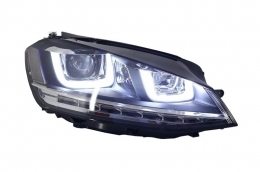 Фарове 3D LED DRL , подходящи за VW Golf 7 VII (2012-2017) Сребърен R-Line LED течаща динамична последователност Въртящи се светлини-image-6016489