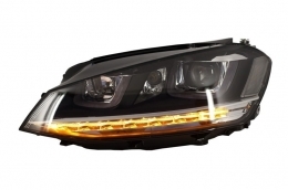 Фарове 3D LED DRL , подходящи за VW Golf 7 VII (2012-2017) Сребърен R-Line LED течаща динамична последователност Въртящи се светлини-image-6016491