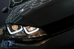 Фарове 3D LED DRL , подходящи за VW Golf 7 VII (2012-2017) Сребърен R-Line LED течаща динамична последователност Въртящи се светлини-image-6088900
