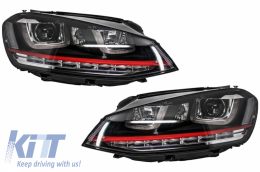 image-40-Фарове 3D LED DRL подходящи за VW Golf 7 VII (2012-2017) RED R20 TFSI Look LED Flowing Въртящи се светлини