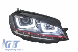 Сглобяеми Фарове 3D LED FLOWING Динамичен Sequential Turn Light RHD с Решетка , подходящи за VW Golf 7 VII (2012-2017) RED R20 TFSI Look-image-6048425