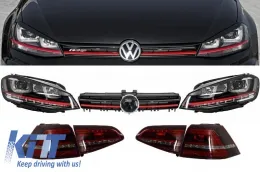 image-50-Сглобяеми Фарове 3D LED мигачи DRL, Задни светлини и Решетка подходящи за VW Golf 7 VII (2012-2017) ЧЕРВЕН R20 TFSI Look