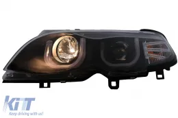 3D U LED Angel Eyes fényszóró BMW 3 E46 Facelift Limousine Touring (2001-2005), Fekete-image-6093168