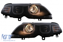 3D U LED Angel Eyes fényszórók BMW 3 E46 Facelift Limousine Touring (2001-2005) modellekhez, Fekete-image-6093169