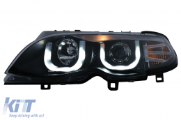 3D U LED Angel Eyes Scheinwerfer für BMW 3er E46 Facelift 01-05 Schwarz-image-6093164