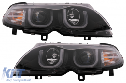 3D U LED Angel Eyes Scheinwerfer für BMW 3er E46 Facelift 01-05 Schwarz-image-6093175