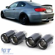 4x 90mm exhaust tailpipe real carbon with absorber universal for bolting on