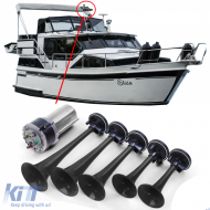 image-11-5-tone boat horn La Cucaracha horn with compressor black 118dB 12 volt