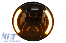 7 инча CREE LED Фарове подходящи за Jeep Wrangler JK (2007-2017) Mercedes G-Class W463 (1989-2017) Land Rover Defender Half Halo Черен-image-6022609