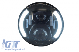 7 инча CREE LED Фарове подходящи за Jeep Wrangler JK (2007-2017) Mercedes G-Class W463 (1989-2017) Land Rover Defender Half Halo Черен-image-6022611
