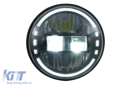 7 Inch CREE LED Első Lámpák Angyalszem Körgyűrűs DRL Jeep Wrangler JK TJ LJ JL Land ROVER Defender Mercedes W463-image-6043124