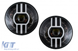 image-34-7 Inch CREE LED Első Lámpák DRL  Jeep Wrangler JK TJ LJ Defender Mercedes W463 Fekete