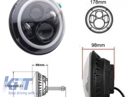 7 Inch CREE LED fényszóró angyalszem gyűrű DRL Jeep Wrangler JK TJ LJ Land Rover Defender Mercedes W463 fekete-image-5999327