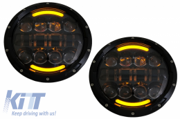 image-78-7 inch CREE LED fényszóró angyalszem sárga DRL karikával Jeep Wrangler JK TJ LJ, Land Rover Defender, Mercedes W463 fekete