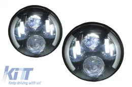 7 inch CREE LED fényszóró Jeep Wrangler JK, Mercedes Benz G-osztály W463, Land Rover Defender, fél gyűrű, fekete-image-6022606