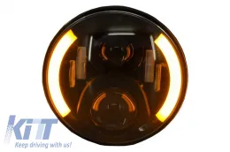 7 inch CREE LED fényszóró Jeep Wrangler JK, Mercedes Benz G-osztály W463, Land Rover Defender, fél gyűrű, fekete-image-6022609