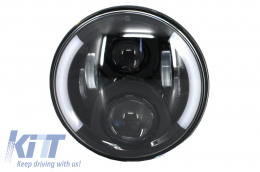 7 inch CREE LED fényszóró Jeep Wrangler JK, Mercedes Benz G-osztály W463, Land Rover Defender, fél gyűrű, fekete-image-6022784