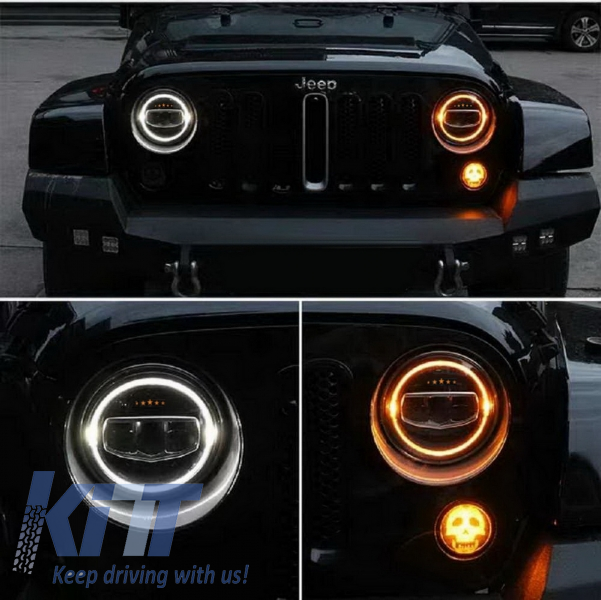 7 Inch CREE LED Headlights Angel Eye Halo DRL suitable for Jeep Wrangler JK  TJ LJ JL (1997-2017) 5 Stars Design 