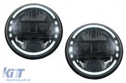 7 Inch CREE LED Scheinwerfer Halo DRL für Jeep JK TJ LJ JL Verteidiger Mercedes W463-image-6043127