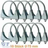 image-43-75mm exhaust clamps U-bolt clamp pipe clamp universal 10 pieces