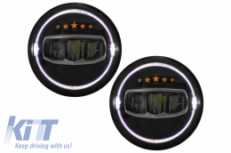 7Inch CREE LED Faros Halo DRL para Jeep Wrangler JK TJ LJ JL 97-17 5 Stars Look-image-6051837