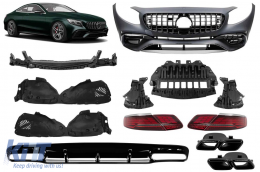 image-53-A design package type 63 suitable for Mercedes S-Class C217 coupe 2014-2017 with LED tail lights Facelift vision and black exhaust tips for the model equipped with A Design Line rear bumper.