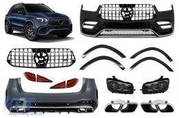 image-62-A Design package type GLE63 suitable for Mercedes GLE SUV W167 2019-2023, with chrome elements, LED headlights, and LED taillights