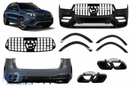 A Design package type GLE63 suitable for Mercedes GLE SUV W167 2018-2023, after 2024, with black trims and black tips - ABBKM6027358