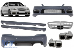 image-41-A Design package type S63 suitable for Mercedes S-Class W221 long wheelbase 2006-2013 with side skirts