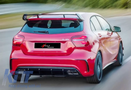 A Series W176 A45 AMG Rear Diffuser Piano Black Left + Right Dual Outputs Vacuum Plastic / 2012-2018 - DTRBDM6026618