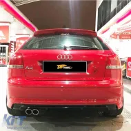 image-40-A3 8P S3 Style Rear Bumper Lip Left Double Outputs Raw Surface Vacuum Plastic / 2005-2008 (2 Door)