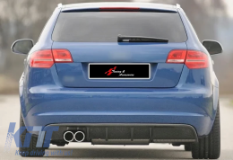 A3 8P S3 Style Rear Diffuser Left Double Outputs Piano Black Vacuum Plastic / 2008-2012 - DTRBDA6026806